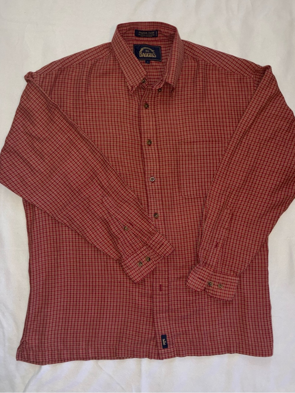 Vintage BD BaggiesRed Plaid Casual Button-Down Shirt